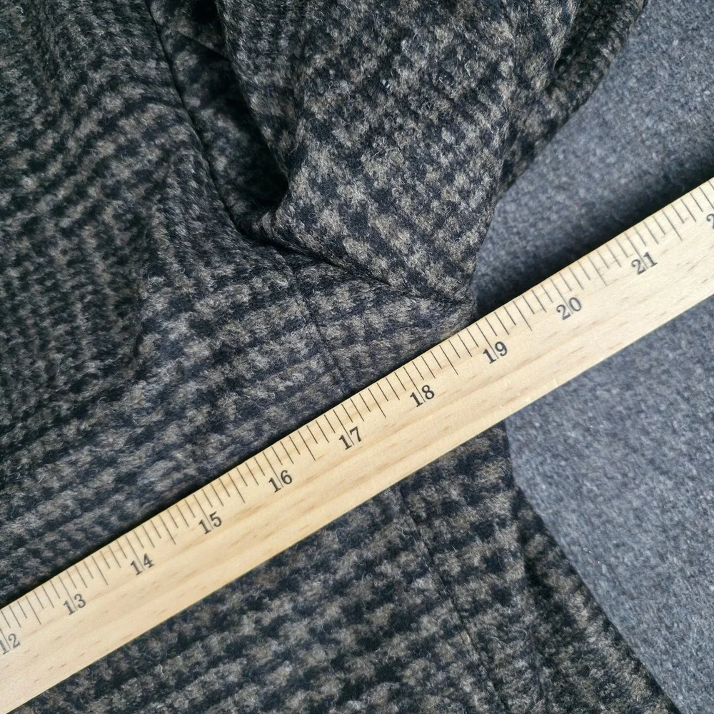 Hackett London Tweed  Pea Coat Mens 36R Dark Brown Glen Check Wool Blend Luxury